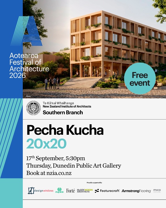 Aotearoa Festival of Architecture Pecha Kucha 20 by 20 event poster